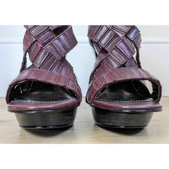 Report Signature Ditmar Leather Strappy Platform Sandal Heels 9 Purple Baddie - Picture 9 of 15